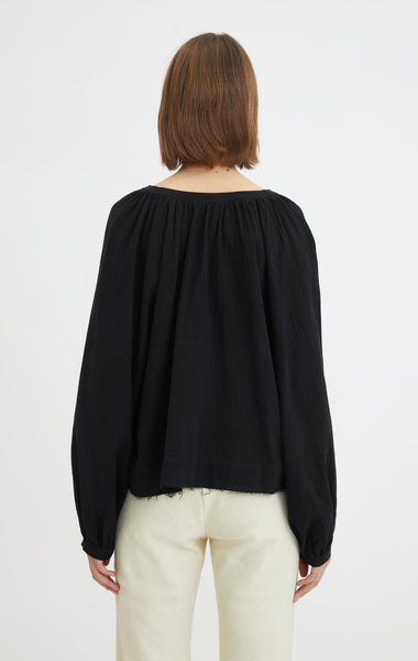 RODEBJER (LN) Casuarina cheesecloth cotton blouse - Black! 14