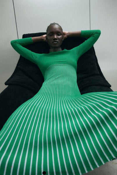 ZARA - Green knit pleated skirt dress! 14-16