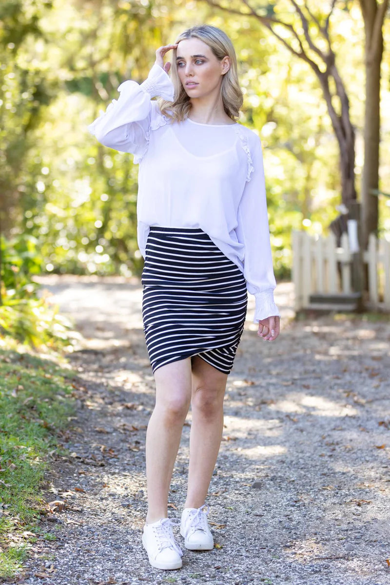 PRETTY BASIC by AUGUSTINE Stripe meow skirt long 12 Recycle