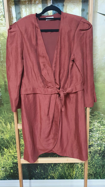 SANDRO - Linen blend wrap dress - Rust! 12