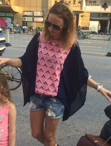 CHARLO "Kolby" swing top - Navy/pink! 12