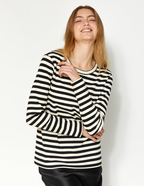 DEAR SUTTON (LN) Textured cotton stripe knit top! 14