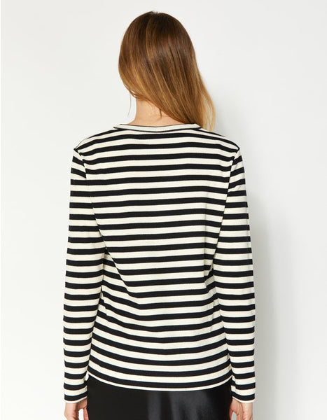 DEAR SUTTON (LN) Textured cotton stripe knit top! 14