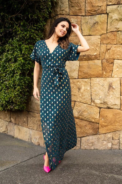AUGUSTINE (BN) "Evana" teal leopard wrap dress! 8