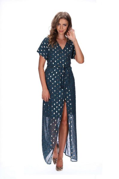 AUGUSTINE (BN) "Evana" teal leopard wrap dress! 8