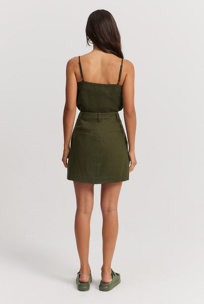 COUNTRY ROAD (BN) Organic linen mini skirt - Olive! 14