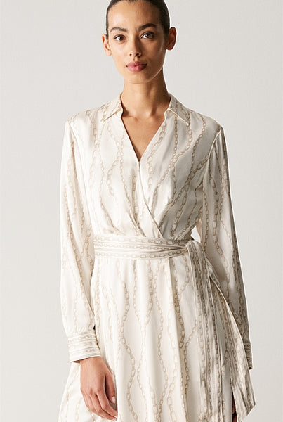 TRENERY (LN) Satin chain print wrap dress! 12