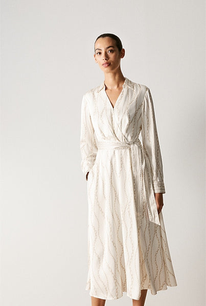 TRENERY (LN) Satin chain print wrap dress! 12