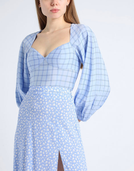 & OTHER STORIES - Billow sleeve shirred plaid top! 10-12