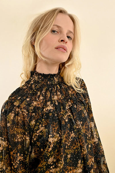 MOLLY BRACKEN (BN) Black + gold floral blouse! 16