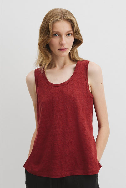 COUNTRY ROAD (LN) Scoop neck linen knit tank - Rust! 14