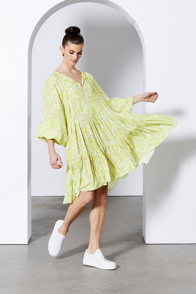 FATE + BECKER - Yellow paisley billow sleeve dress! 8-12