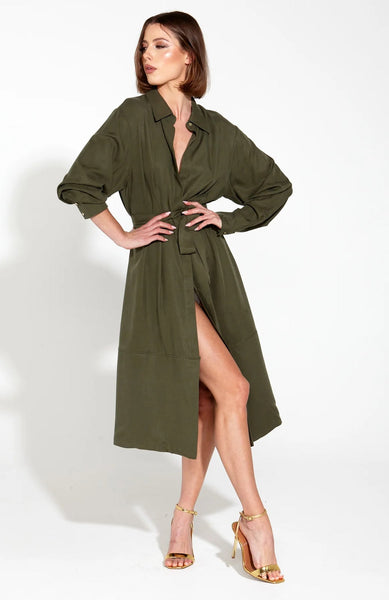 FATE + BECKER (LN) Alter ego linen/lyocell duster shirt dress! 12