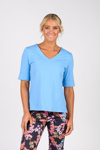 VASSALLI (LN) 'V' neck top - Sky blue! 16