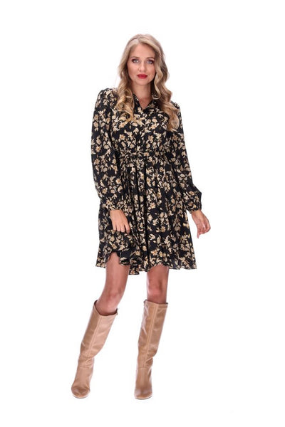 AUGUSTINE (LN) "Serphina" gold print shirt dress! 14
