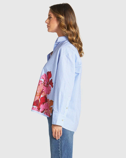 FATE + BECKER - Sweet Jane floral pinstripe shirt! 10-12
