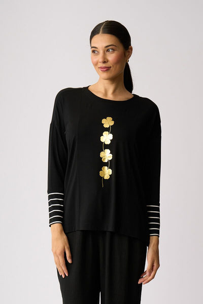 FOIL (LN) Lucky clover blocked stripe top! 14
