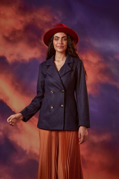 AMAYA "Saint" navy houndstooth blazer! 10