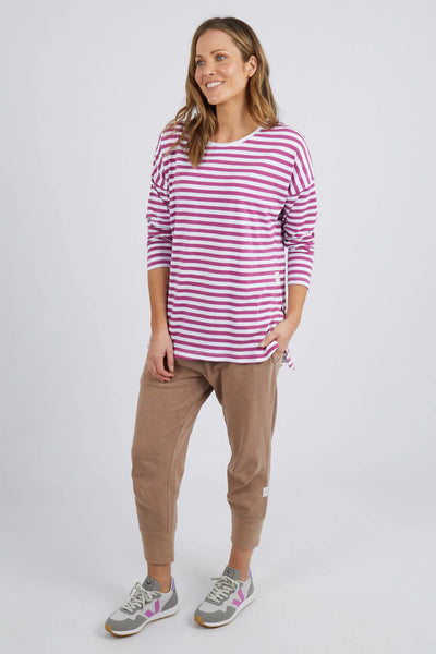 ELM - Mulberry stripe Lauren L/S top! 6-10
