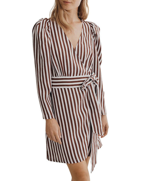 COUNTRY ROAD (LN) Linen brown stripe dress! 16