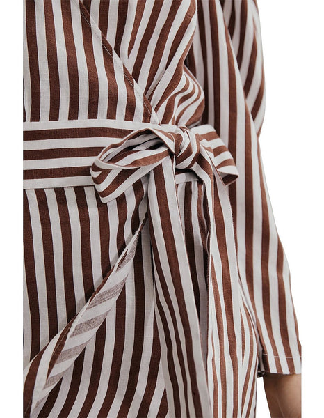 COUNTRY ROAD (LN) Linen brown stripe dress! 16