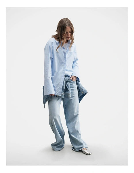 DECJUBA (LN) Alice cotton shirt - Blue stripe! 10-12