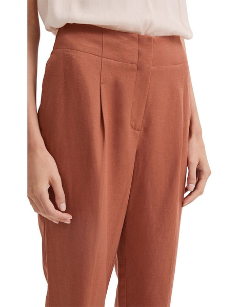 WITCHERY (LN) Pleat front linen blend pant - Terracotta! 8