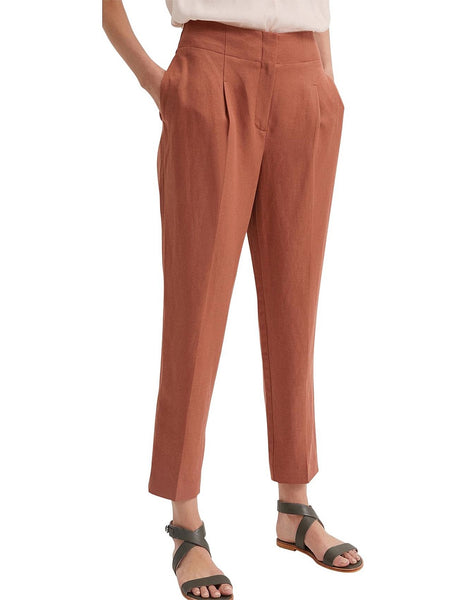 WITCHERY (LN) Pleat front linen blend pant - Terracotta! 8