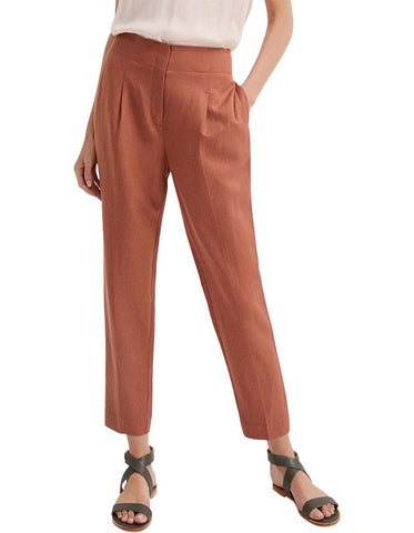 WITCHERY (LN) Pleat front linen blend pant - Terracotta! 8