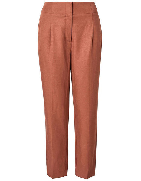 WITCHERY (LN) Pleat front linen blend pant - Terracotta! 8