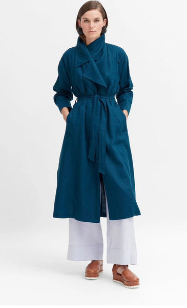 ELK (LN) Anneli french linen trench coat - Teal! 12-14