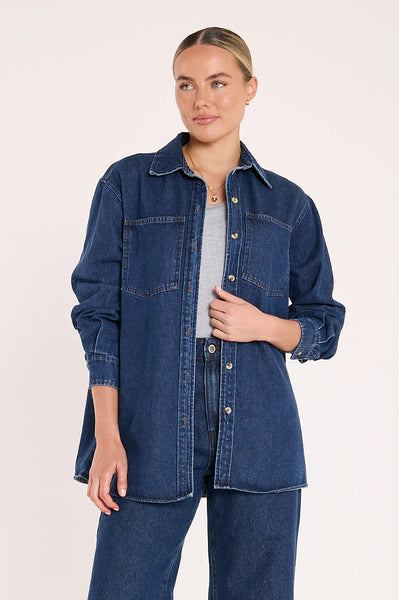 FEATHER + NOISE (LN) Denim violet shirt! 10-12