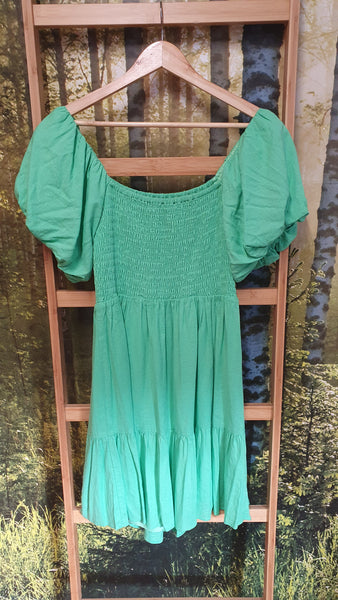 AMAYA - Elle puff sleeve dress - Parrot green! 12