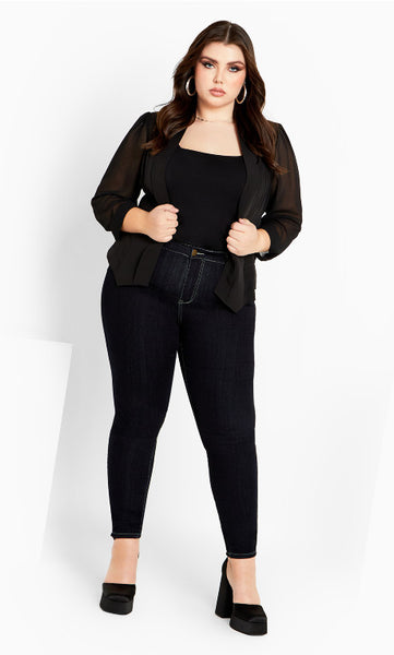 CITY CHIC - Drapey chiffon sleeve blazer! 24