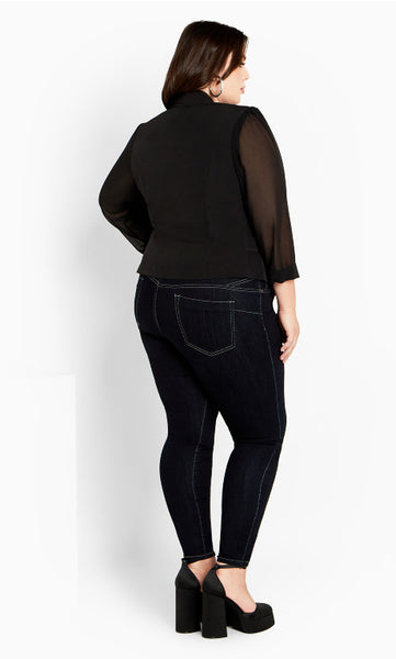 CITY CHIC - Drapey chiffon sleeve blazer! 24