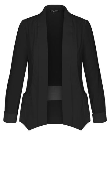 CITY CHIC - Drapey chiffon sleeve blazer! 24