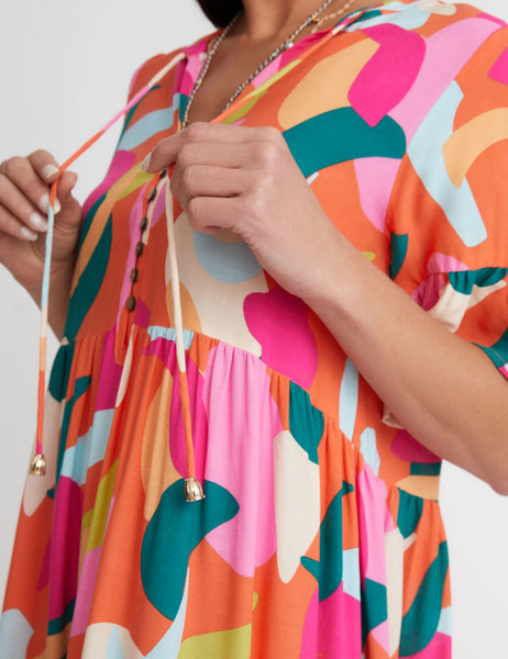 ROCKMANS - Colourful print ruffle sleeve dress! 14