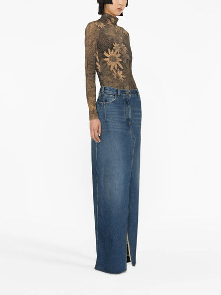 DARKPARK (LN) Luxury Italian made denim maxi skirt! 8