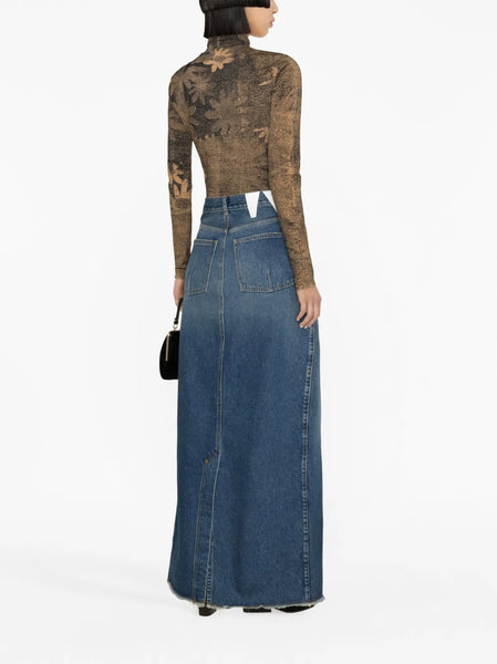 DARKPARK (LN) Luxury Italian made denim maxi skirt! 8