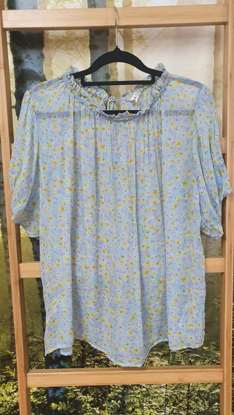 MAX - Puff sleeve pretty floral chiffon top! 14