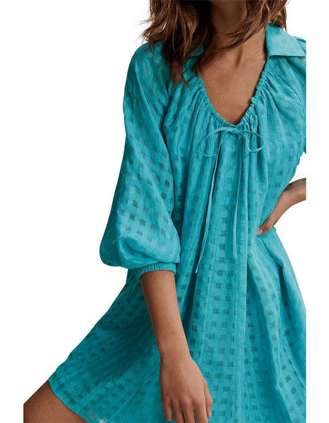 COUNTRY ROAD - Ramie + linen gathered neck mini dress! 14