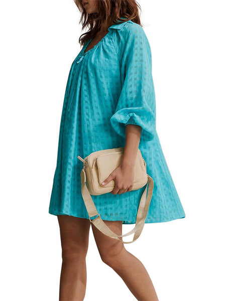 COUNTRY ROAD - Ramie + linen gathered neck mini dress! 14