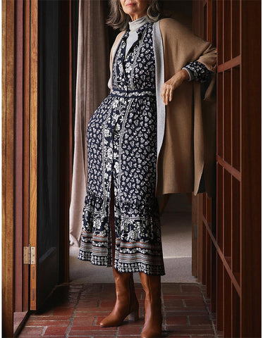 TRENERY - Navy floral button front midi dress! 12