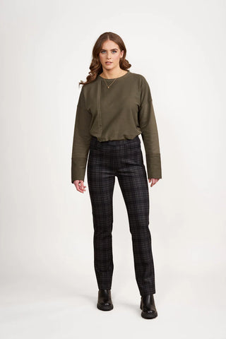 VASSALLI -  Slim check pull on ponte pant! 10
