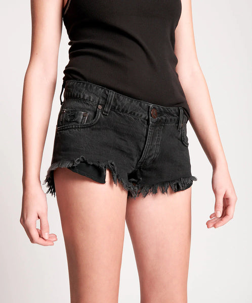 ONE TEASPOON (BN) "Bonita" worn black denim short! 25/7