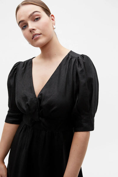 SEED (LN) Twist front French linen midi dress! 6-8