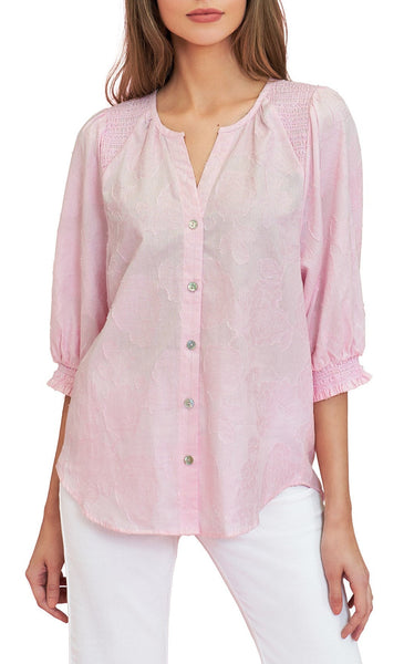 BLUE ILLUSION (LN) Jacquard smocked blouse! 12