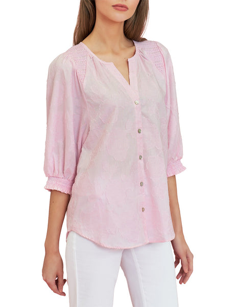 BLUE ILLUSION (LN) Jacquard smocked blouse! 12
