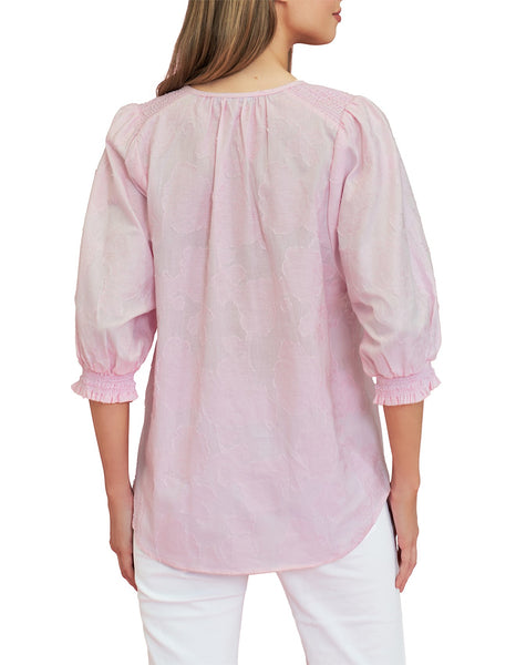 BLUE ILLUSION (LN) Jacquard smocked blouse! 12