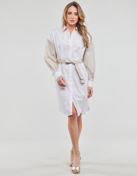 ARMANI EXCHANGE (LN) Beige + white shirt dress! 8-10